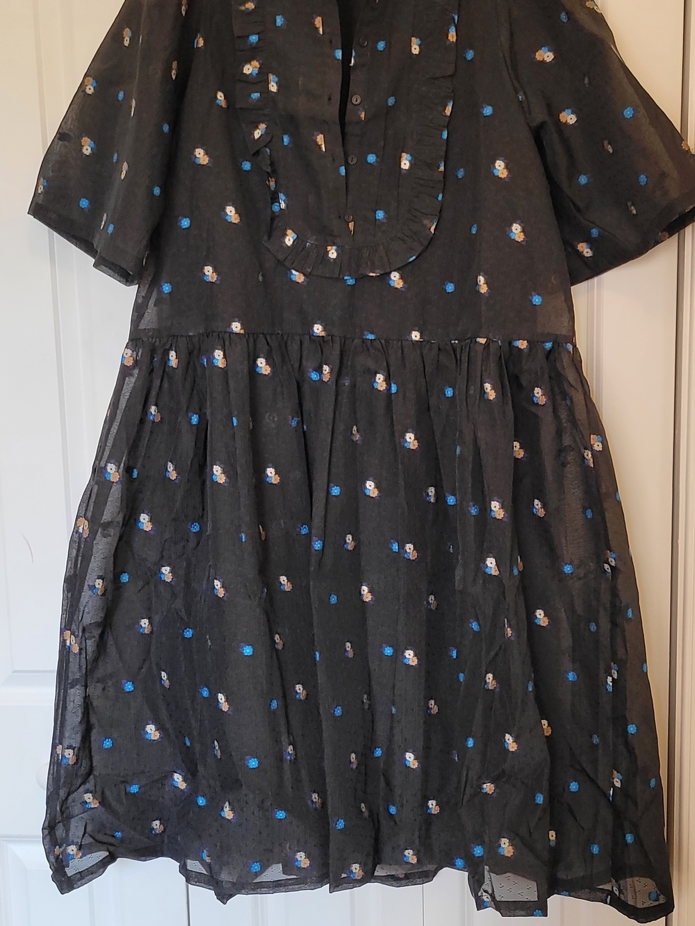 Stella Nova Black Dress with Blue And Cream Accents-- High Luxury